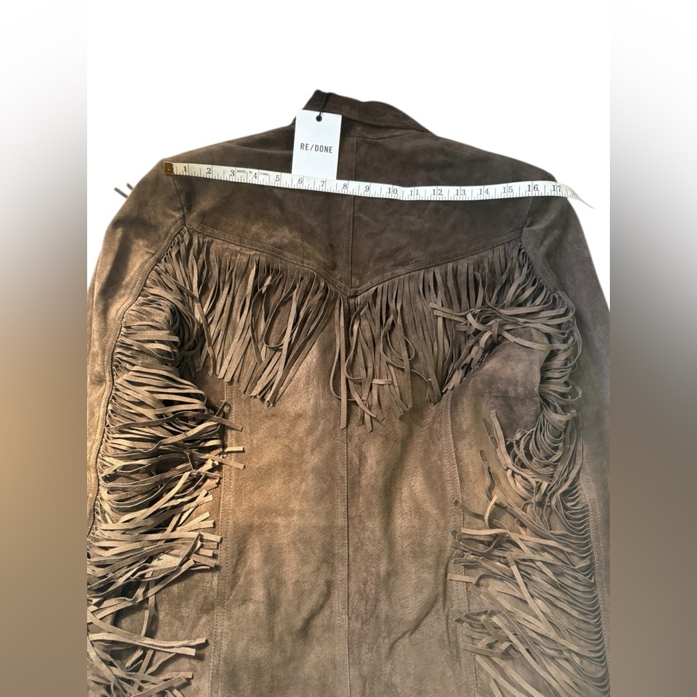 Re/Done Suede Fringe Blazer Jacket Brown Western NWT - Picture 10 of 12